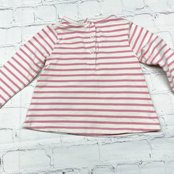 Baby Boden 3-6 mos Penguin Superstitch Embroidered Top Pink White Striped Cotton - Picture 4 of 5